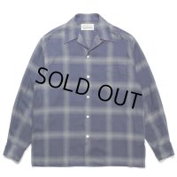 WACKO MARIA/OMBRE CHECK OPEN COLLAR SHIRT L/S（NAVY）［オンブレチェックオープンカラーシャツ-23春夏］