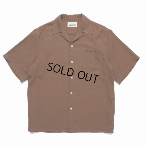 画像1: WACKO MARIA/50'S OPEN COLLAR SHIRT（BROWN）［50'Sオープンカラーシャツ-23春夏］