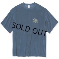 CALEE/CALEE Logo velour wide shilhouette s/s cutsew（Navy）［ベロアワイドシルエットT-23春夏］