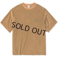 CALEE/CALEE Logo velour wide shilhouette s/s cutsew（Mustard） 【40%OFF】［ベロアワイドシルエットT-23春夏］