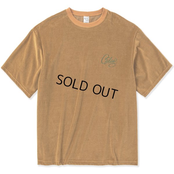 画像1: CALEE/CALEE Logo velour wide shilhouette s/s cutsew（Mustard） 【40%OFF】［ベロアワイドシルエットT-23春夏］