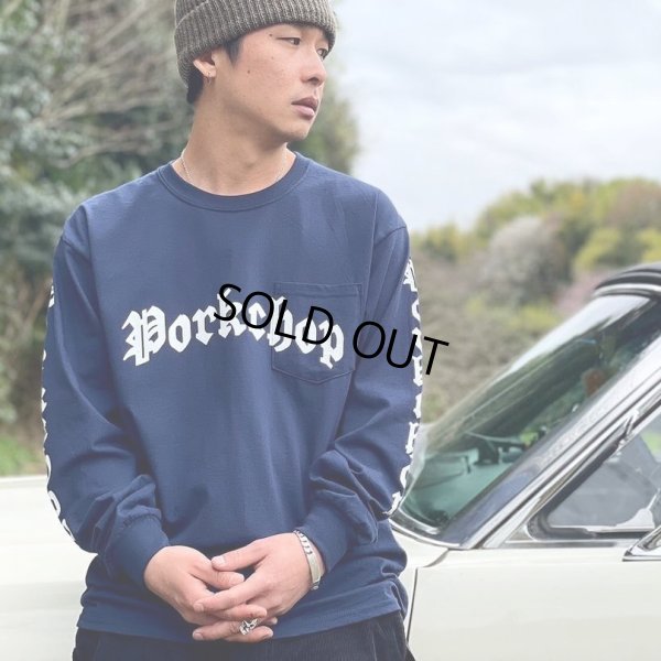 画像4: PORKCHOP/O.E.POCKET L/S TEE（NAVY）［プリント長袖ポケT-23春夏］