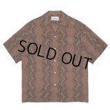 WACKO MARIA/PYTHON OPEN COLLAR SHIRT（BROWN）［パイソンオープンカラーシャツ-23春夏］