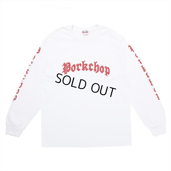 画像1: PORKCHOP/O.E.POCKET L/S TEE（WHITE）［プリント長袖ポケT-23春夏］