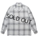 WACKO MARIA/OMBRE CHECK OPEN COLLAR SHIRT L/S（WHITE/BLACK）［オンブレチェックオープンカラーシャツ-23春夏］