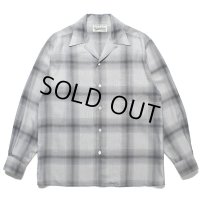 WACKO MARIA/OMBRE CHECK OPEN COLLAR SHIRT L/S（WHITE/BLACK）［オンブレチェックオープンカラーシャツ-23春夏］