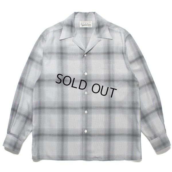 画像1: WACKO MARIA/OMBRE CHECK OPEN COLLAR SHIRT L/S（WHITE/BLACK）［オンブレチェックオープンカラーシャツ-23春夏］