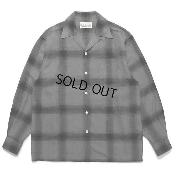 画像1: WACKO MARIA/OMBRE CHECK OPEN COLLAR SHIRT L/S（GRAY/BLACK）［オンブレチェックオープンカラーシャツ-23春夏］