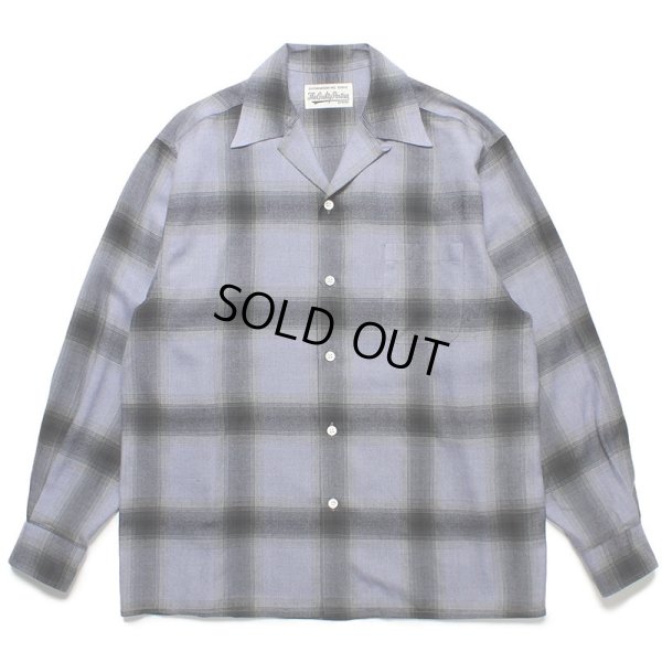 画像1: WACKO MARIA/OMBRE CHECK OPEN COLLAR SHIRT L/S（PURPLE/BLACK）［オンブレチェックオープンカラーシャツ-23春夏］