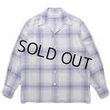 WACKO MARIA/OMBRE CHECK OPEN COLLAR SHIRT L/S（WHITE/PURPLE）［オンブレチェックオープンカラーシャツ-23春夏］