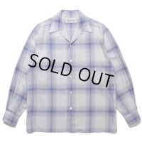 WACKO MARIA/OMBRE CHECK OPEN COLLAR SHIRT L/S（WHITE/PURPLE）［オンブレチェックオープンカラーシャツ-23春夏］