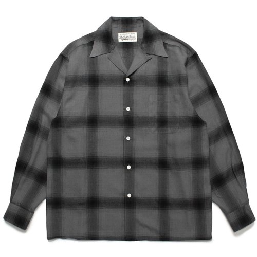 他の写真1: WACKO MARIA/OMBRE CHECK OPEN COLLAR SHIRT L/S（GRAY/BLACK）［オンブレチェックオープンカラーシャツ-23春夏］