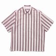 画像1: WACKO MARIA/SOKTAS / STRIPED REGULAR COLLAR SHIRT（BROWN）［ストライプレギュラーカラーシャツ-23春夏］ (1)