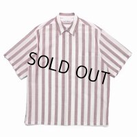 WACKO MARIA/SOKTAS / STRIPED REGULAR COLLAR SHIRT（BROWN）［ストライプレギュラーカラーシャツ-23春夏］