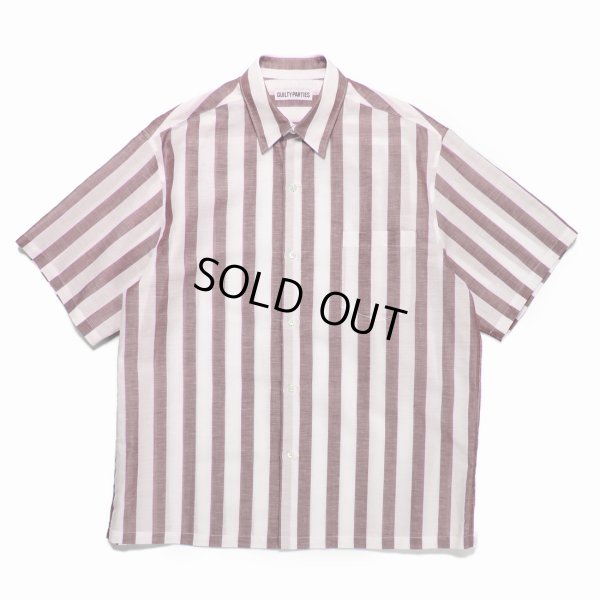 画像1: WACKO MARIA/SOKTAS / STRIPED REGULAR COLLAR SHIRT（BROWN）［ストライプレギュラーカラーシャツ-23春夏］
