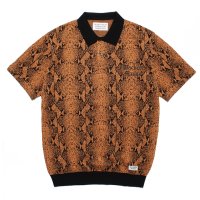 WACKO MARIA/PYTHON KNIT JACQUARD POLO SHIRT（ORANGE）［パイソンジャガードポロシャツ-23春夏］