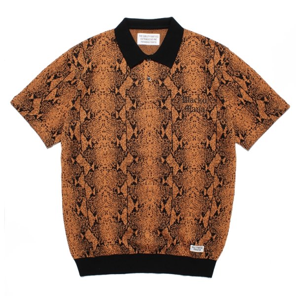 画像1: WACKO MARIA/PYTHON KNIT JACQUARD POLO SHIRT（ORANGE）［パイソンジャガードポロシャツ-23春夏］