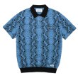 WACKO MARIA/PYTHON KNIT JACQUARD POLO SHIRT（BLUE）［パイソン