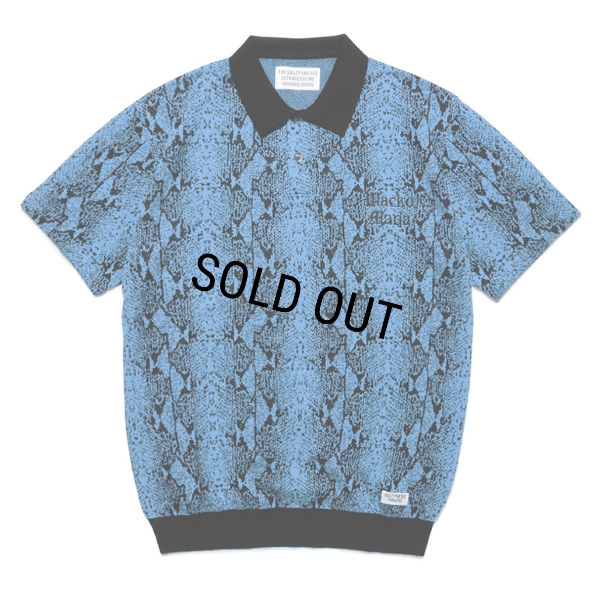 画像1: WACKO MARIA/PYTHON KNIT JACQUARD POLO SHIRT（BLUE）［パイソンジャガードポロシャツ-23春夏］ (1)
