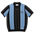 画像1: WACKO MARIA/STRIPED KNIT JACQUARD POLO SHIRT（BLUE）［ストライプジャガードポロシャツ-23春夏］ (1)