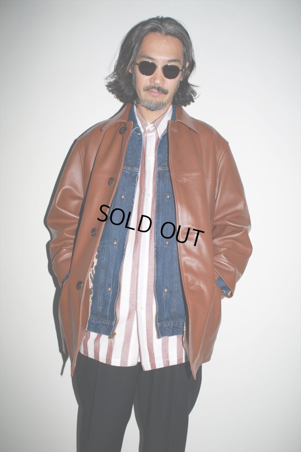 画像2: WACKO MARIA/SOKTAS / STRIPED REGULAR COLLAR SHIRT（BROWN）［ストライプレギュラーカラーシャツ-23春夏］