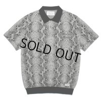 WACKO MARIA/PYTHON KNIT JACQUARD POLO SHIRT（GRAY）［パイソンジャガードポロシャツ-23春夏］
