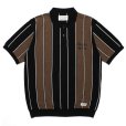 画像1: WACKO MARIA/STRIPED KNIT JACQUARD POLO SHIRT（BROWN）［ストライプジャガードポロシャツ-23春夏］ (1)