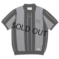 WACKO MARIA/STRIPED KNIT JACQUARD POLO SHIRT（GRAY）［ストライプジャガードポロシャツ-23春夏］