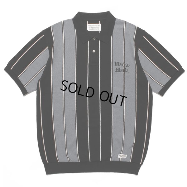 画像1: WACKO MARIA/STRIPED KNIT JACQUARD POLO SHIRT（GRAY）［ストライプジャガードポロシャツ-23春夏］