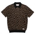 画像1: WACKO MARIA/LEOPARD KNIT JACQUARD POLO SHIRT（BROWN）［レオパードジャガードポロシャツ-23春夏］ (1)