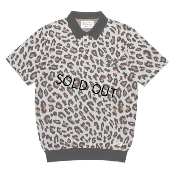 画像1: WACKO MARIA/LEOPARD KNIT JACQUARD POLO SHIRT（IVORY）［レオパードジャガードポロシャツ-23春夏］