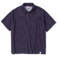 画像1: CALEE/CALEE Checker pile jacquard wide silhouette polo shirt（Dark Purple） 【60%OFF】［パイルジャガードポロシャツ-23春夏］ (1)