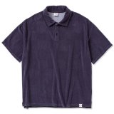 CALEE/CALEE Checker pile jacquard wide silhouette polo shirt（Dark Purple）［パイルジャガードポロシャツ-23春夏］