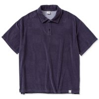 CALEE/CALEE Checker pile jacquard wide silhouette polo shirt（Dark Purple） 【40%OFF】［パイルジャガードポロシャツ-23春夏］