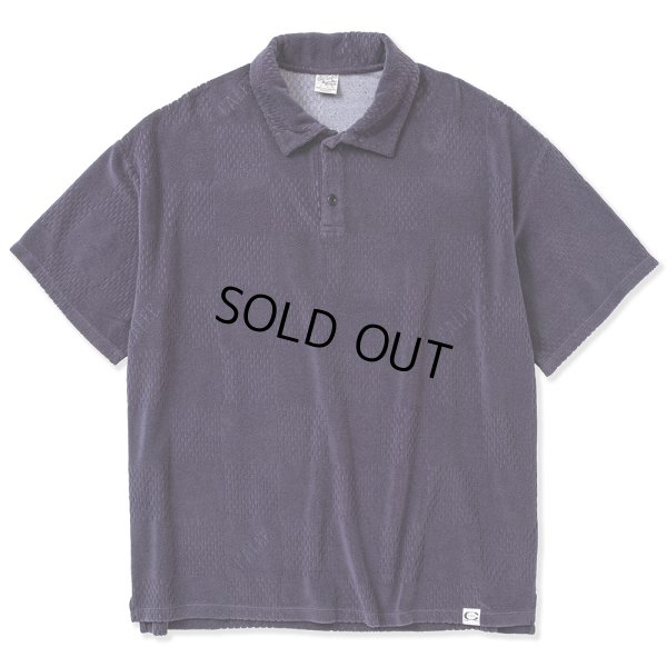 画像1: CALEE/CALEE Checker pile jacquard wide silhouette polo shirt（Dark Purple） 【40%OFF】［パイルジャガードポロシャツ-23春夏］