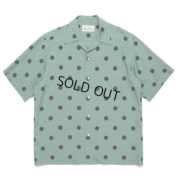 画像1: WACKO MARIA/DOTS OPEN COLLAR SHIRT（GREEN）［ドットオープンカラーシャツ-23春夏］