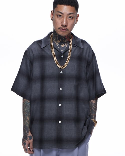 他の写真3: WACKO MARIA/OMBRE CHECK OPEN COLLAR SHIRT（GRAY/BLACK）［オンブレチェックオープンカラーシャツ-23春夏］