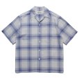 画像1: WACKO MARIA/OMBRE CHECK OPEN COLLAR SHIRT（WHITE/PURPLE）［オンブレチェックオープンカラーシャツ-23春夏］ (1)