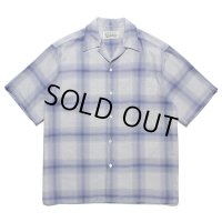 WACKO MARIA/OMBRE CHECK OPEN COLLAR SHIRT（WHITE/PURPLE）［オンブレチェックオープンカラーシャツ-23春夏］