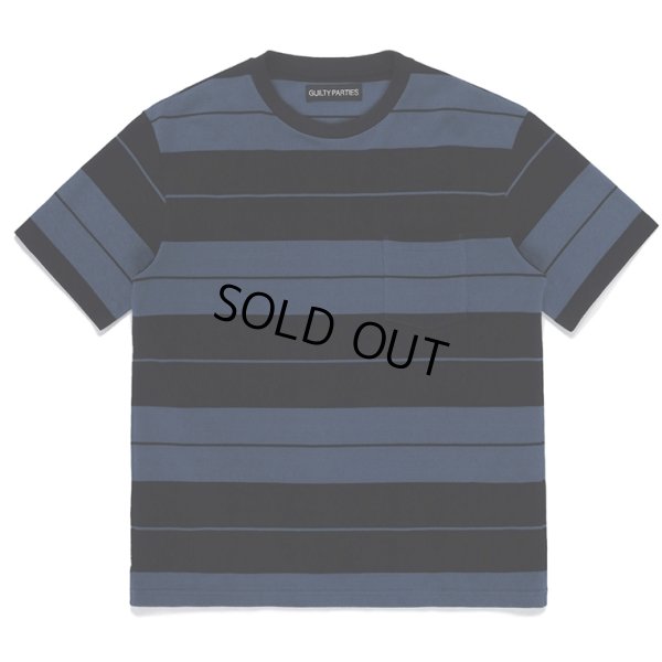 画像1: WACKO MARIA/STRIPED T-SHIRT（NAVY/BLACK）［ストライプT-23春夏］