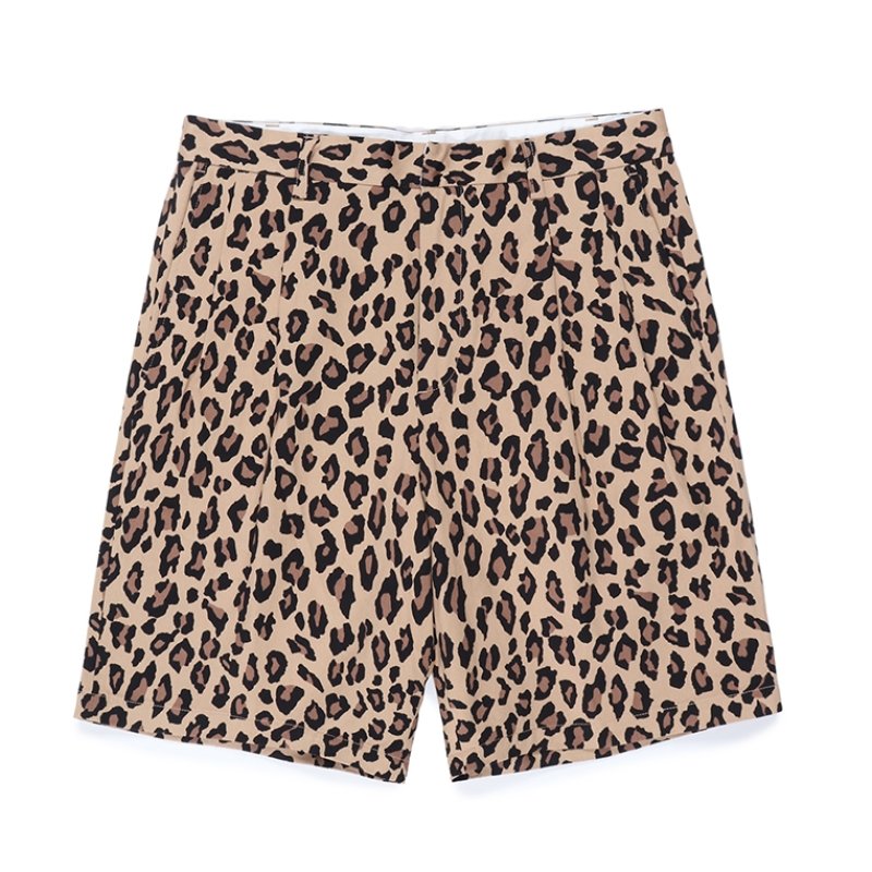 画像2: WACKO MARIA/DICKIES / LEOPARD PLEATED SHORT TROUSERS（BEIGE）［レオパードワンタックショートトラウザース-25春夏］