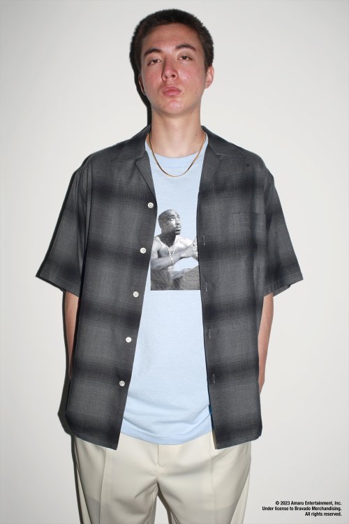 他の写真2: WACKO MARIA/OMBRE CHECK OPEN COLLAR SHIRT（GRAY/BLACK）［オンブレチェックオープンカラーシャツ-23春夏］