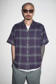 画像2: WACKO MARIA/OMBRE CHECK OPEN COLLAR SHIRT（PURPLE）［オンブレチェックオープンカラーシャツ-23春夏］ (2)