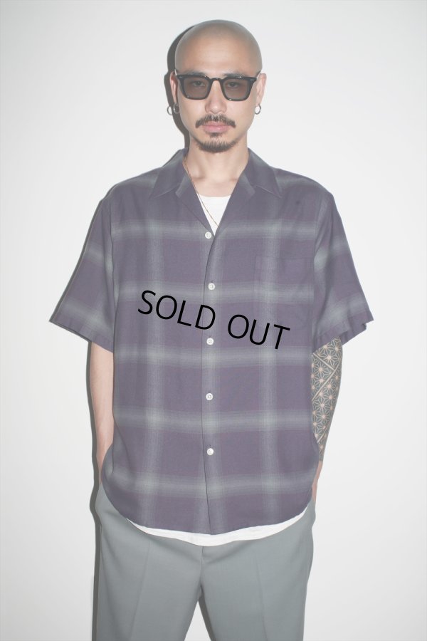 画像2: WACKO MARIA/OMBRE CHECK OPEN COLLAR SHIRT（PURPLE）［オンブレチェックオープンカラーシャツ-23春夏］