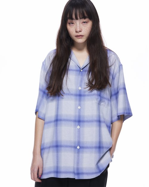 他の写真2: WACKO MARIA/OMBRE CHECK OPEN COLLAR SHIRT（WHITE/PURPLE）［オンブレチェックオープンカラーシャツ-23春夏］