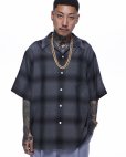 画像3: WACKO MARIA/OMBRE CHECK OPEN COLLAR SHIRT（GRAY/BLACK）［オンブレチェックオープンカラーシャツ-23春夏］ (3)