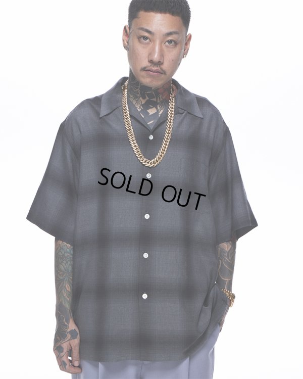 画像3: WACKO MARIA/OMBRE CHECK OPEN COLLAR SHIRT（GRAY/BLACK）［オンブレチェックオープンカラーシャツ-23春夏］