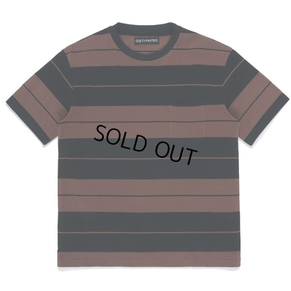 画像1: WACKO MARIA/STRIPED T-SHIRT（BROWN/BLACK）［ストライプT-23春夏］