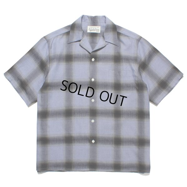 画像1: WACKO MARIA/OMBRE CHECK OPEN COLLAR SHIRT（PURPLE/BLACK）［オンブレチェックオープンカラーシャツ-23春夏］