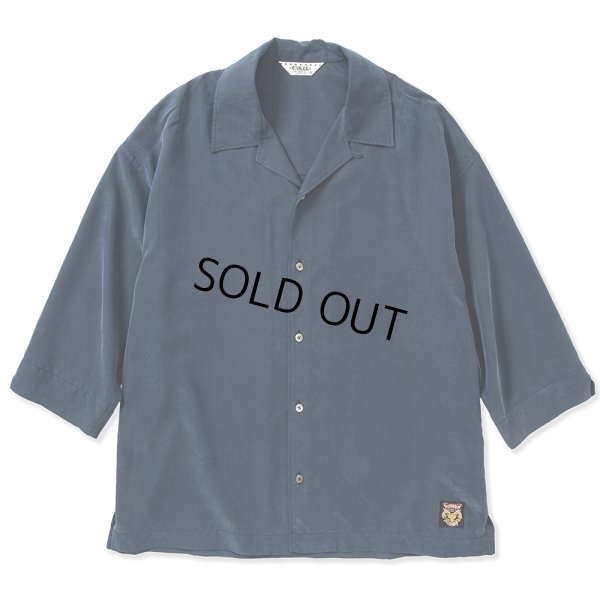 画像1: CALEE/3/4 Sleeve R/P drop shoulder shirt（Navy） 【50%OFF】［ドロップショルダー7分袖シャツ-23春夏］